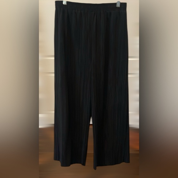 Topshop  Wide-Leg Pull On Micro Pleated Pants Black 10 - Picture 1 of 6